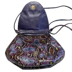 Finesse La Model Vintage Multicolor Purple Python Skin String Crossbody Clutch